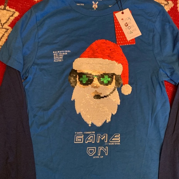 Denim & Flower Boys Santa Gamer Long Sleeve Christmas T Shirt NEW - Picture 1 of 5